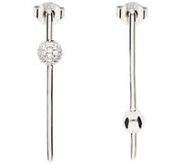 LÖB 750er (18 Karat) Weißgold Vergoldet Ohrringe Hängend Stab Asymmetrisch Anhänger Zirkonia Silber Weiß, Damen Ohrstecker Geometrisch Minimalistisch Brautschmuck Modern