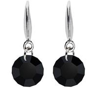 LÖB 750er (18 Karat) Weißgold Vergoldet Ohrringe Hängend Zirkonia Onyx Solitär Stein Anhänger Silber Schwarz Damen Ohrhänger Steinanhänger Strass Glitzer Diamant Form Klein Klassisch