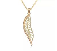 Löb 750er Gold Vergoldet Halskette Zirkonia Blatt Anhänger Glitzer Kette Damen Blattanhänger Boho Trachtenkette Trachtenschmuck Dirndl Oktoberfest