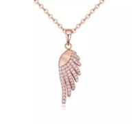 Löb 750er Roségold Vergoldet Halskette Zirkonia Engelsflügel Anhänger Boho Damen Glitzer Kette Trachtenkette Trachtenschmuck Dirndl Oktoberfest Schmuck