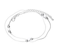 Löb 750er Weißgold vergoldet Fußkette Herzen Perlen Fußkettchen Silber Damen Herz Kugel Anhänger Schlicht Boho Modern Minimalistisch Strand Schmuck