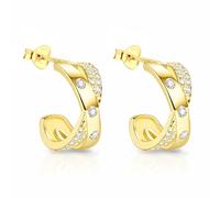 LÖB 925 Silber 585 Gold vergoldet Creolen Kreuz Zirkonia Steine Ohrringe Damen Glitzer Diamant Form Elegant Dezent Modern Brautschmuck Klein Rund
