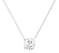 Löb 925 Silber Halskette Kette Zirkonia Stein Diamant Form Anhänger Klein Damen Collier Glitzer Solitär Steinchen Steinanhänger Weiß Rund Brautschmuck