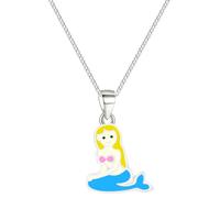 Löb 925 Silber Halskette Kinder Kette Meerjungfrau Anhänger Gelb Blau Rosa Damen Silberkette Kinderschmuck Kinderkette Süß Prinzessin Mädchen