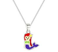 Löb 925 Silber Halskette Kinder Kette Meerjungfrau Meer Anhänger Lila Rot Damen Silberkette Kinderschmuck Kinderkette Glitzer Prinzessin Mädchen