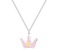 Löb 925 Silber Halskette Kinder Kette Prinzessin Krone Stern Rosa Glitzer Damen Silberkette Mädchen Regenbogen Bunt Anhänger Kinderschmuck Kinderkette