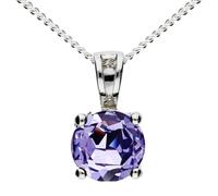 Löb 925 Silber Halskette Zirkonia Stein Anhänger Kette Lila Amethyst Rund Damen Strass Glitzer Solitär Steinchen Diamant Form 45cm