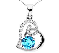 Löb 925 Silber Kette Infinity Herz Anhänger Zirkonia Stein Herzkette Blau Damen Halskette Herzanhänger Herzen Herzform Glitzer Strass Brautschmuck