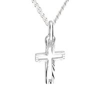 Löb 925 Silber Kette Kreuz Anhänger Halskette Kreuzanhänger Kreuzkette Damen Diamantiert Schlicht Silberkette Taufe Kommunion Damen Herren Kinder