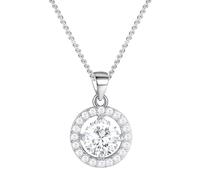 Löb 925 Silber Kette Zirkonia Stein Solitär Anhänger Rund Tropfen Diamant Damen Halskette Steinanhänger Strass Glitzer Brautschmuck Ring Ringanhänger