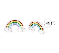 LÖB 925 Silber Kinder Ohrringe Regenbogen Glitzer Rainbow Bunt Ohrstecker Damen Kinderohrringe Kinderschmuck Kinderohrstecker Kind