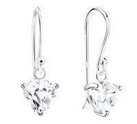 LÖB 925 Silber Ohrringe Hängend Trilliant Zirkonia Solitär Stein Anhänger, Damen Ohrhänger Glitzer Brautschmuck Tropfenanhänger Tropfenohrringe Tropfen Steinanhänger Elegant