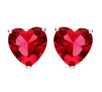 LÖB 925 Silber Ohrringe Herz Zirkonia Herzform Rubin rot Stein Ohrstecker, Herzen Herzchen Klein Set Trachten Trachtenschmuck Oktoberfest Schmuck