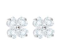 LÖB 925 Silber Ohrstecker Zirkonia Blumen Kleeblatt Herz Glitzer Ohrringe Damen Silberohrringe Ohrschmuck Klassisch Elegant Strass Stein Brautschmuck