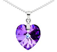 Löb Damen Halskette 925 Silber Herz Anhänger Zirkonia Kristall Lila Blau Herzkette Herzanhänger Herzform Unendlich Liebe