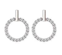 LÖB Damen Ohrstecker 925 Silber mit Cubic Zirkonia Steinen15mm Klein Rund Ohrringe Stab Kreis Ringe Offen LSIO125