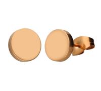 LÖB Ohrstecker Edelstahl 750er Roségold Vergoldet Rund 6mm, Damen Ohrringe Kreis Platte Flach Stecker Modern Minimalistisch Geometrisch Rose Gold Schmuck