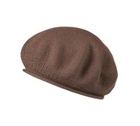 LOEVENICH Damen Baskenmütze aus Baumwolle in Bester Strick-Qualität mit modischem Rollrand (Taupe)