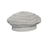 LOEVENICH | Damen Béret für Frühling Sommer | Ajour Muster | 100% Baumwolle Silver
