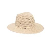 LOEVENICH Damen Fedora Hut aus Papier | handgehäkelt, knautschbar | Sommerhut mit elastischem Futterband White Pepper