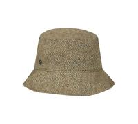 LOEVENICH Gefütterter Bucket Hat | Fischgrät-Design | 100% Wolle | OneSize | Damen | Schutz vor Sonne & Kälte Khaki
