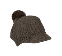 LOEVENICH Gestrickte Ballonmütze | Mit Kunstfellbommel | OneSize | Warme Wintermütze für Damen Khaki