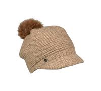 LOEVENICH Gestrickte Ballonmütze | Mit Kunstfellbommel | OneSize | Warme Wintermütze für Damen Toffee