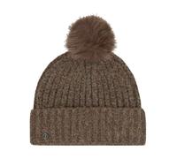 LOEVENICH Gestrickte Beanie | Mit Kunstfellbommel | OneSize | Warme, stylische Wintermütze für Damen Khaki