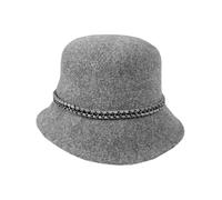 LOEVENICH Glockenhut aus Wollmischung | Damen | OneSize | Stilvoller Kopfschmuck mit Kettenbandbesatz Charcoal