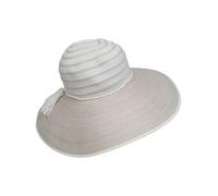 LOEVENICH großer Damen Glockenhut mit Streifen aus Polyester - knautschbar und mit elastischem Innenband White Topaz