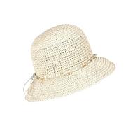 Loevenich Strohhut mit Hutband und Perlen in Offwhite, Größe 1