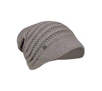 LOEVENICH Mütze | Breit gerippt | Mit kleinem Schirm | OneSize | Damen Wintermütze Stone