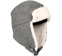 LOEVENICH Wintermütze mit Ohrenklappen | Fischgrät-Design | 100% Wolle | OneSize | Damen Winteraccessoire Black