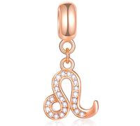 Löwe Sternzeichen Charms passt Pandora Frauen Armband - Rose Gold 925 Sterling Silber Halskette Anhänger, 12 Horoskop Dangle CZ Birthstone Perlen, Geschenke für Nichte/Neffe/Tante