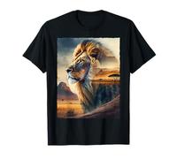 Löwe und Afrikanische Landschaft T-Shirt