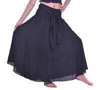 Lofbaz Damen Lange Bohemian Maxi Rock Hippie Gypsy Boho Kleid - Feste Schwarz - OS
