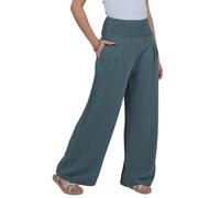 Lofbaz Damen Leinen Palazzo Weite Beinhose Luftig Lounge Freizeit Hohe Taille Sommer Strand Boho Lange Hose mit Taschen Dunkelgrau L