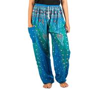 Lofbaz Damen Pfau 1 Kordelzug Harem Boho Hose Hellblau 4XL
