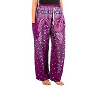 Lofbaz Damen Pfau 1 Kordelzug Harem Boho Hose Purple & Blau S