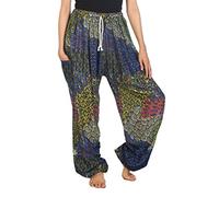 Lofbaz Damen Pfau Kordelzug Harem Boho Hose Blau B 2XL