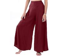 Lofbaz Damen weites Bein Palazzo Hose Yoga Salon Hippie Haremshose Hosen - Feste Rot - S
