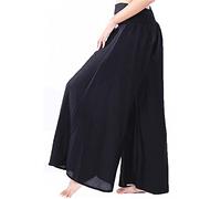 Lofbaz Damen weites Bein Palazzo Hose Yoga Salon Hippie Haremshose Hosen - Feste Schwarz - S