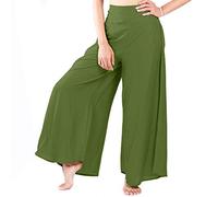 Lofbaz Damen weites Bein Palazzo Hose Yoga Salon Hippie Haremshose Hosen - Grün #28 - M