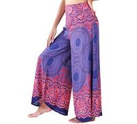 Lofbaz Damen weites Bein Palazzo Hose Yoga Salon Hippie Haremshose Hosen - Rose 1 Dunkelblau - S