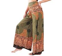 Lofbaz Damen weites Bein Palazzo Hose Yoga Salon Hippie Haremshose Hosen - Rose 1 Grün - M
