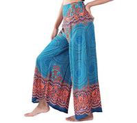 Lofbaz Damen weites Bein Palazzo Hose Yoga Salon Hippie Haremshose Hosen - Rose 1 Teal grün - M
