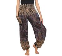 Lofbaz Haremshose Damen Boho Yogahose Pumphose Hippie Hose Kleidung Festival Outfit Sommerhose Leicht Sommer Hosen - Rose 2 Grau 4XL Große Größen