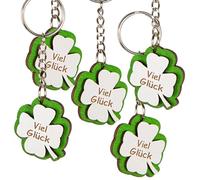Logbuch-Verlag 5 kleine Kleeblatt Viel Glück Glücksbringer 2025 Holz Glücksklee Silvester Neujahr Schlüsselanhänger 3,5 cm