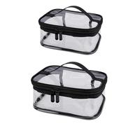 Logei Kulturbeutel Transparent，2 Stück Kosmetiktasche mit Tragegriff Durchsichtig Wasserdicht PVC Kosmetiktasche Reise Makeup Tasche mit Reiß Verschlus für Damen und Männer