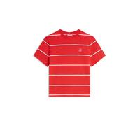 Kurzarmshirt TOMMY HILFIGER "TH SCRIPT REG C-NK SS TEE", Damen, Gr. XL (46), fine stp fireworks, pink, Single Jersey, Obermaterial: 95% Baumwolle, 5% Elasthan, gestreift, gerade normal, Rundhals, Shir